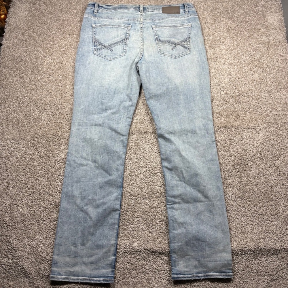 BKE Henry Mens Light Wash Straight Leg Stretch Jeans 38x34 Blue Denim